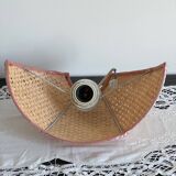 Flower applique in raffia and pink fabrics