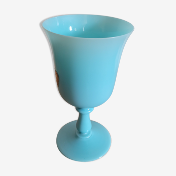 Calice en opaline de Portieux bleue