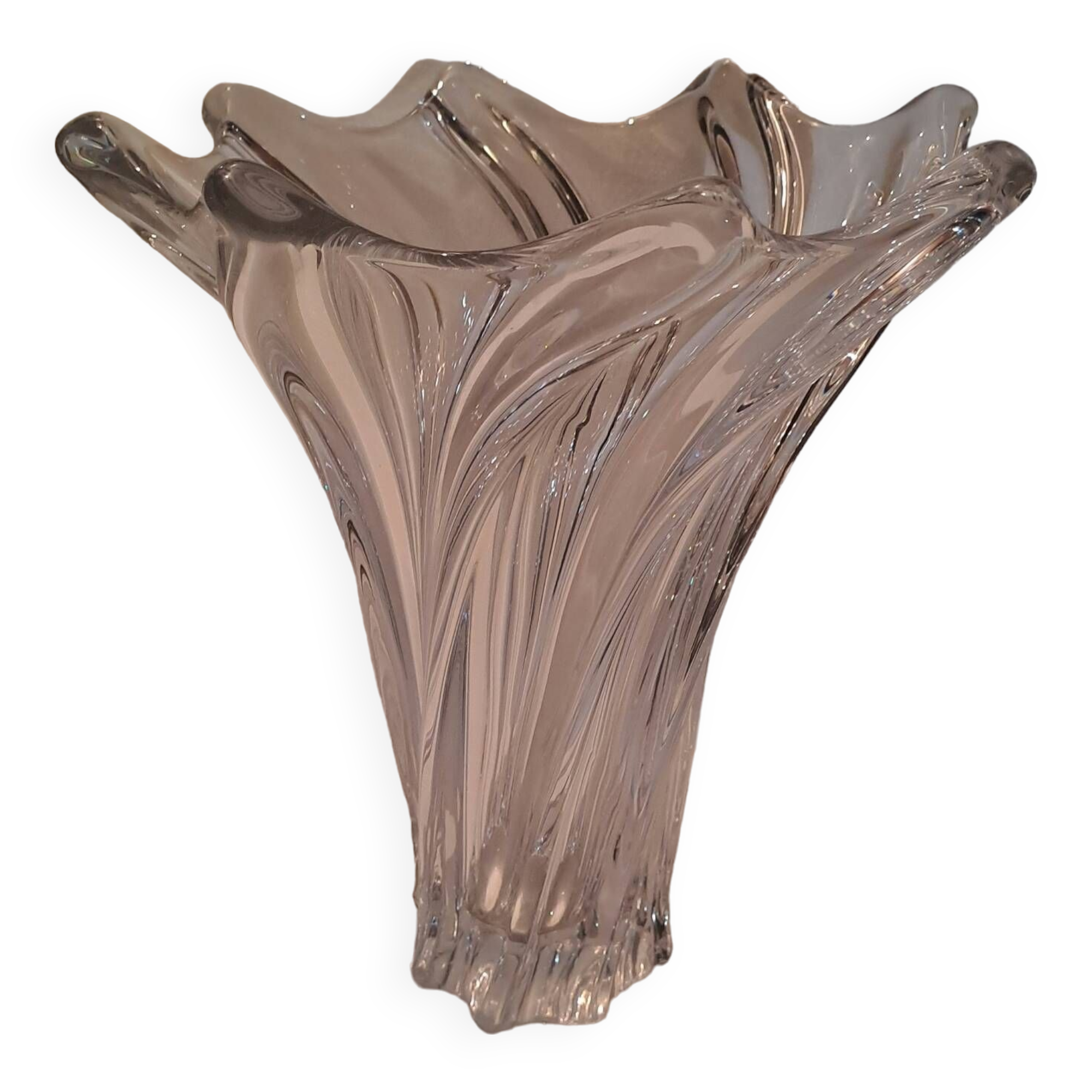 Crystal vase signed Art Vannes France h 32 cm