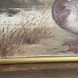 HST oil painting, Ermanno Clara, wild duck, late 19th early 20th century