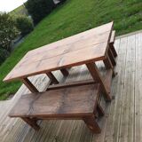 Farm table and its two benches