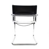 Pair of Matteo Grassi MG5 chairs in black leather and chrome