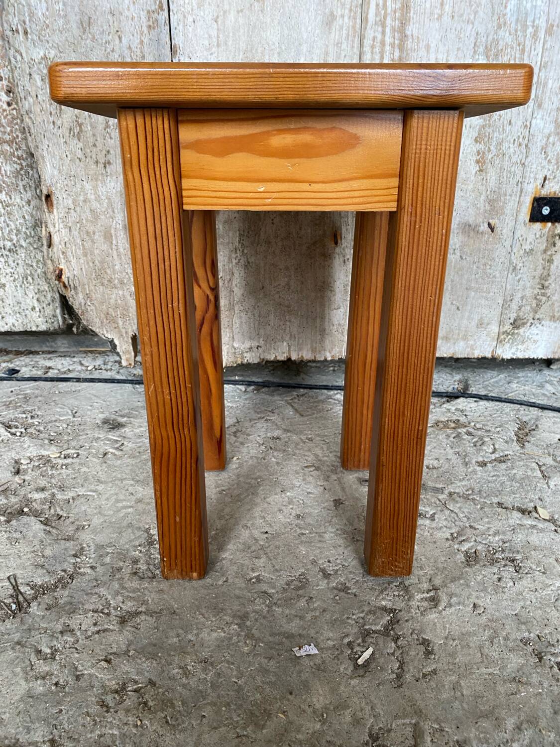 Brutalist Stool Old Chalet Solid Pine Vintage #D544