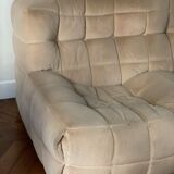 Sofa 3 places Kashima Line Roset velvet beige 70s