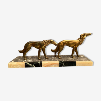 Greyhounds on art deco onyx signed salvatore melani 1902-1934