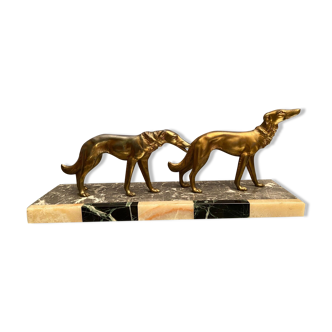 Greyhounds on art deco onyx signed salvatore melani 1902-1934