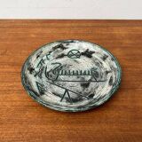 Mid-Century Handmade Ceramic Wall Plate with Viking Patterns from Arol, Norway, 1960s