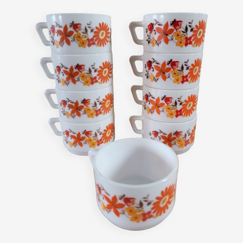 9 arcopal flowered cups