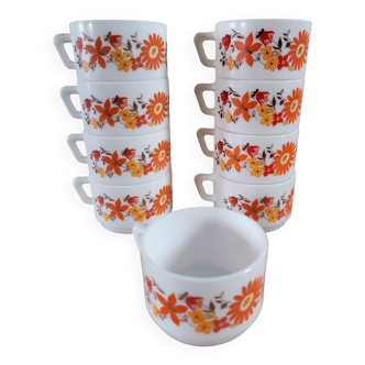 9 arcopal flowered cups