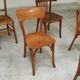 Set of 6 mismatched blond wood bistro chairs