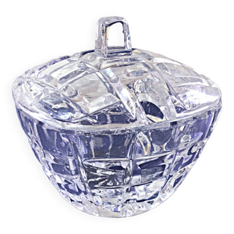 Mustard pot crystal glass checkerboard decor Art Deco style