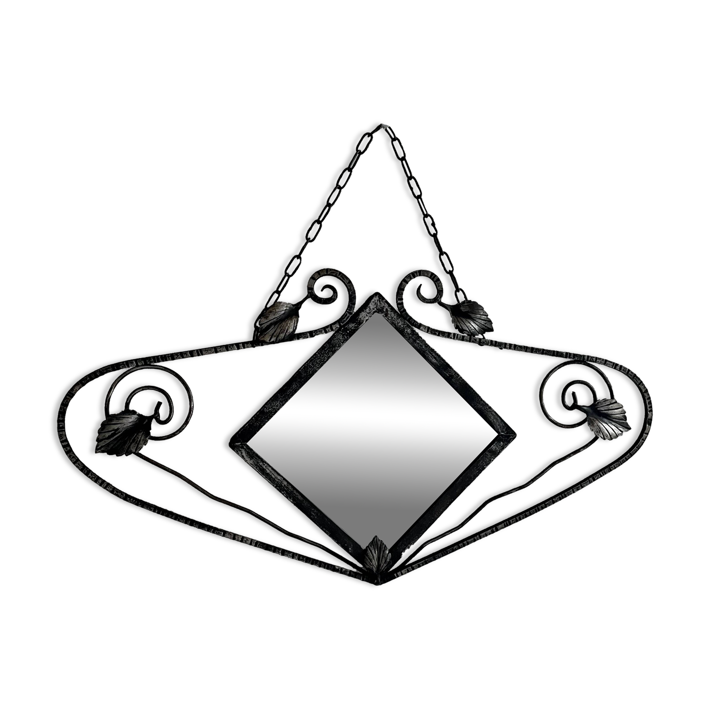 French Art Deco wrought iron mirror, 1930s
