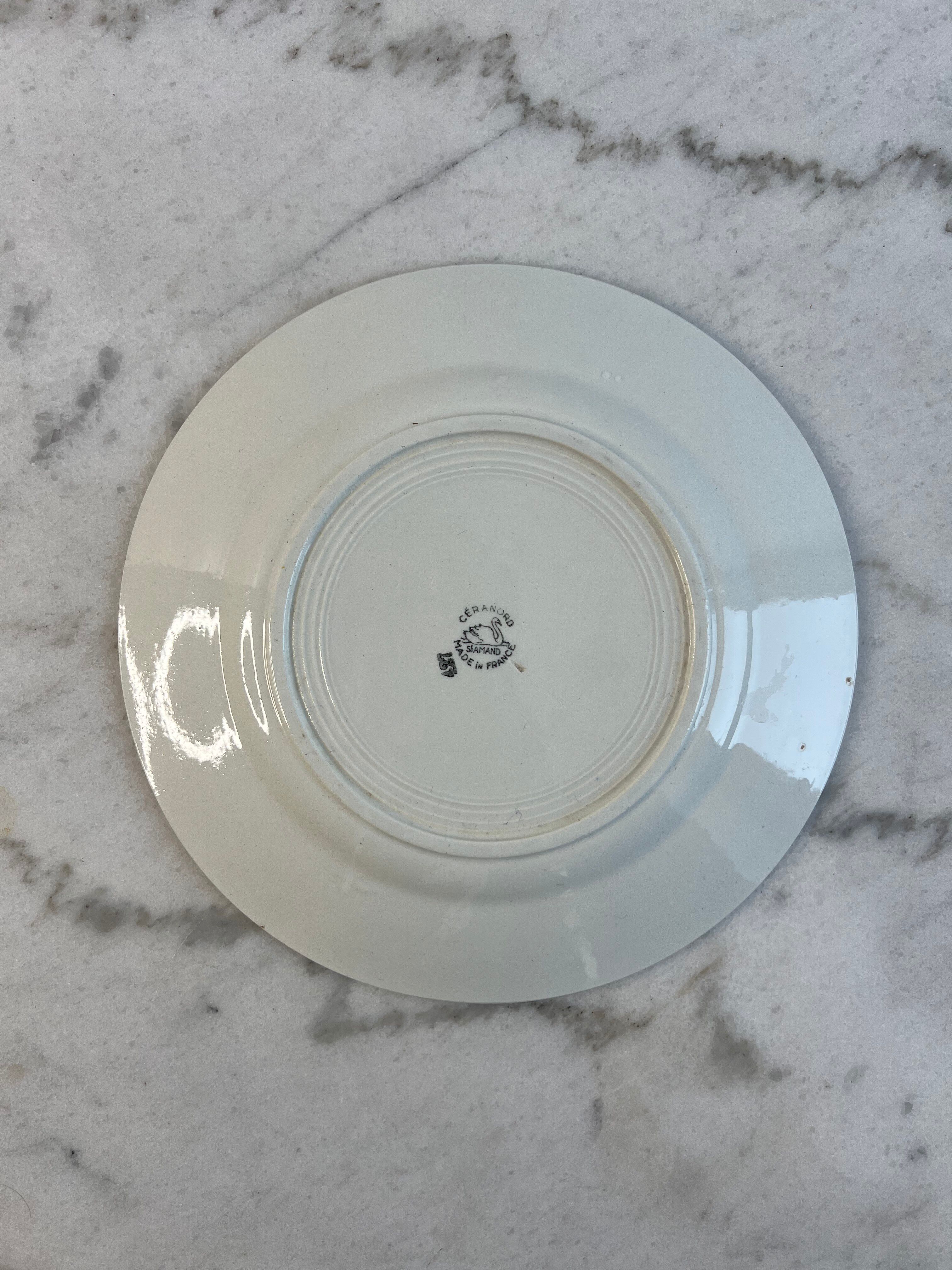 Set of 12 antique flat plates — Céranord pottery, model