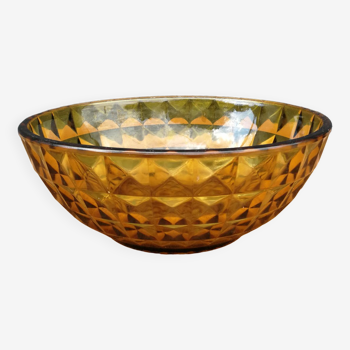 Chiseled amber glass salad bowl
