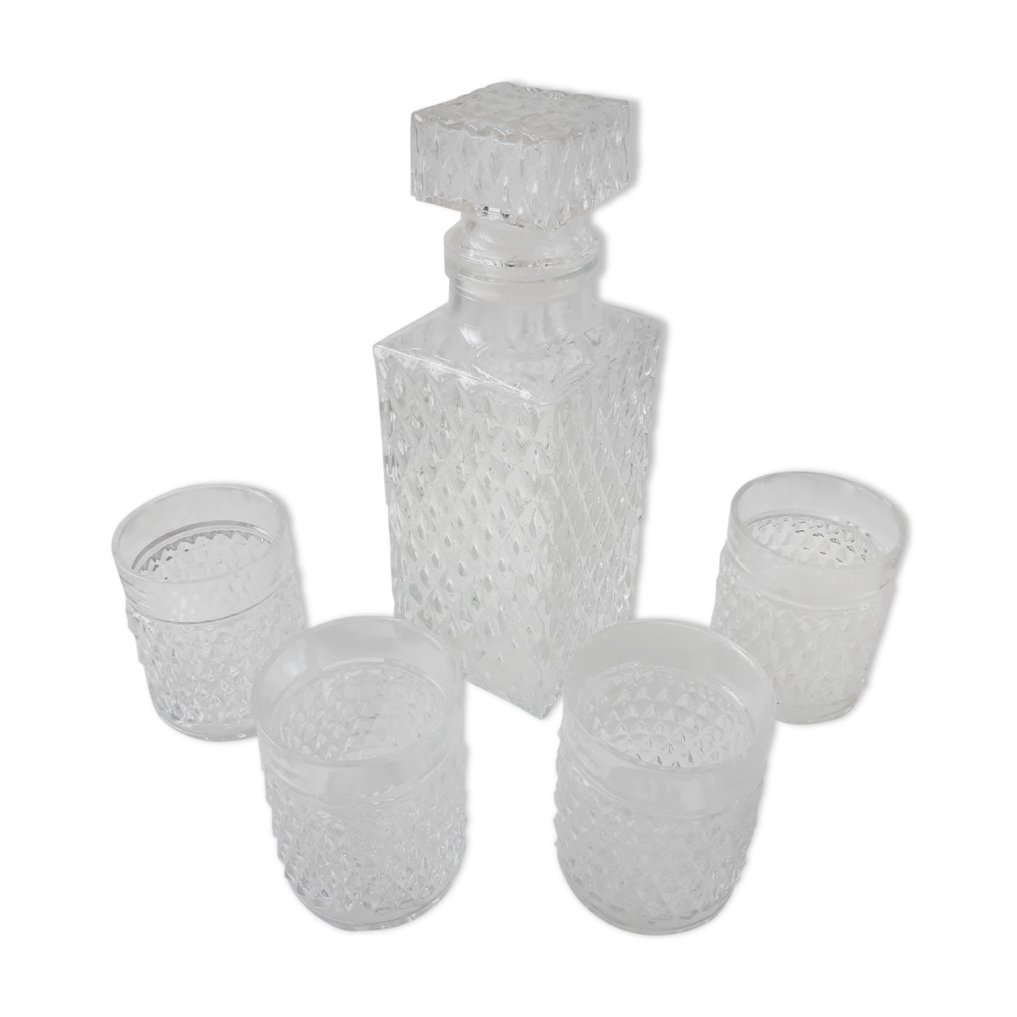 Whisky carafe and its 4 glasses 70s