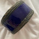 Ceramic pot and bronze blue flower old
