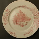 Assiette plate en faience de Pexonne décor champetre.