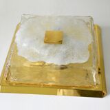 Large Kalmar flushmount, Murano ice glass 70s