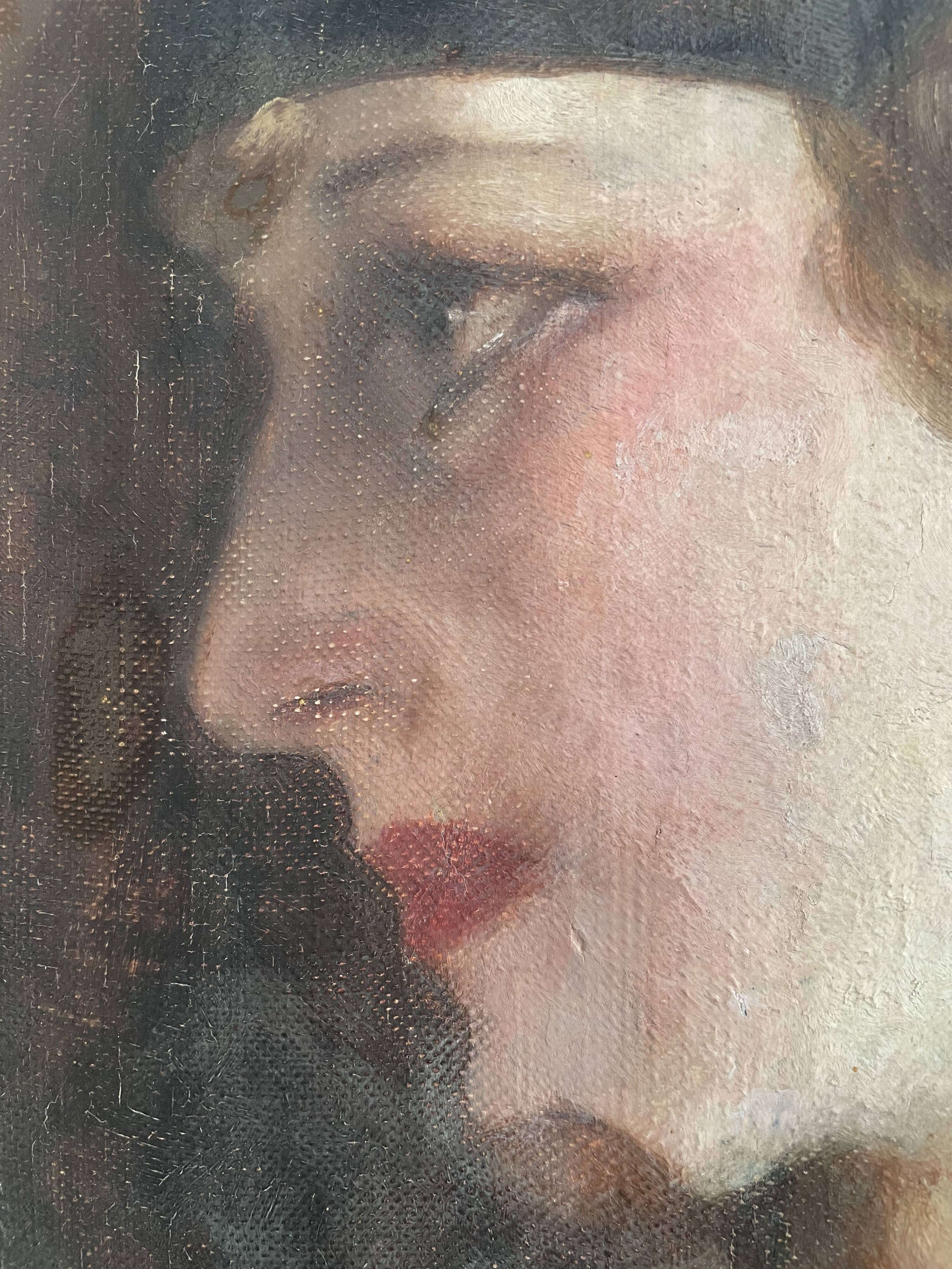 Antique Art Deco painting, circa 1930