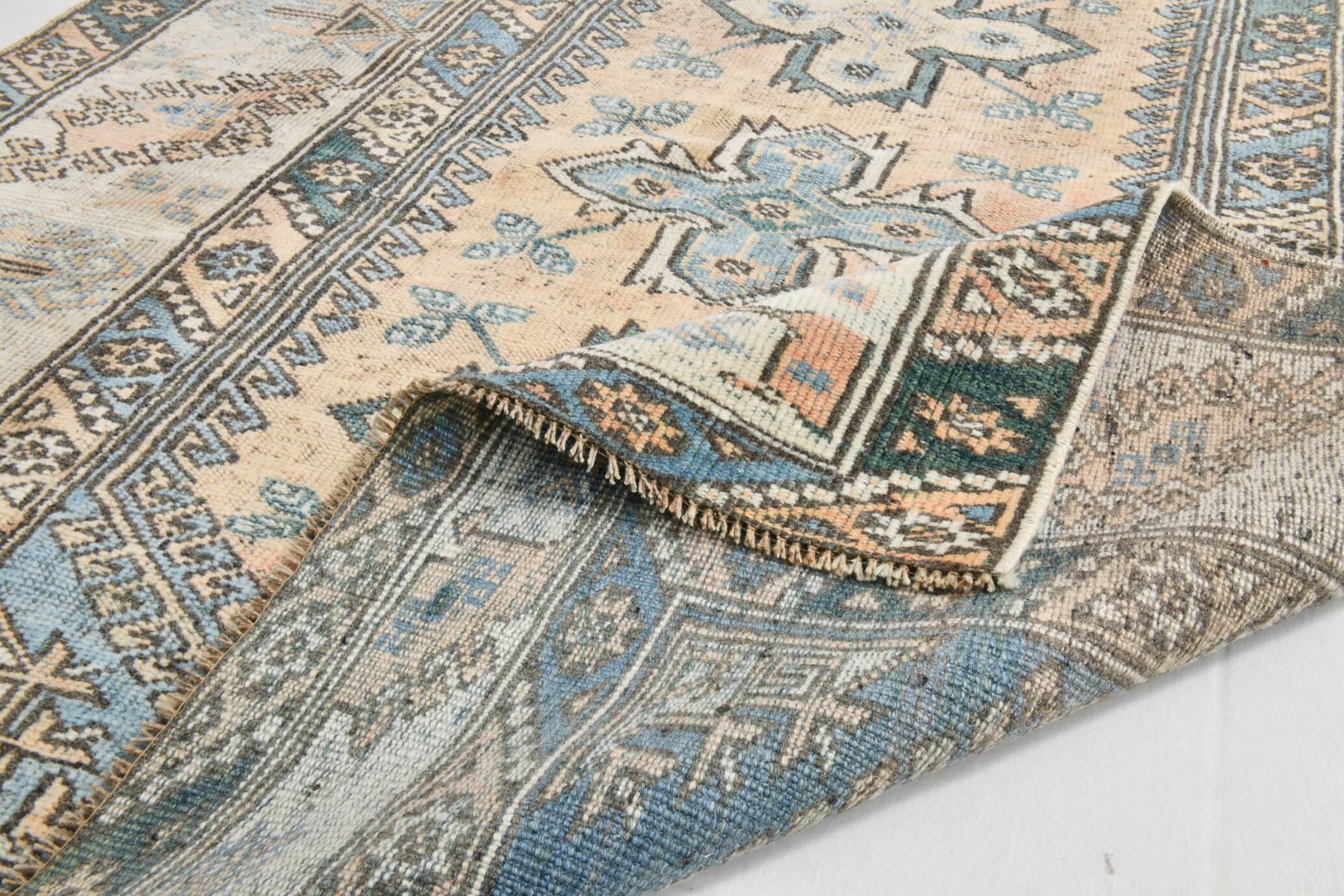 4x5 Green & Blue Small Persian Rug, 130x165Cm