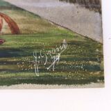 Peinture gouache course hippique John Grant