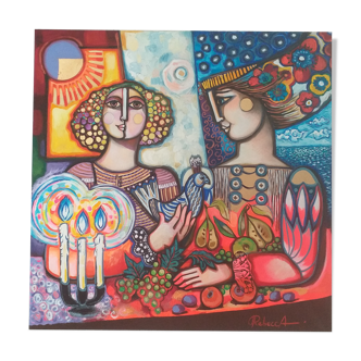 Toile technique mixte 110x110