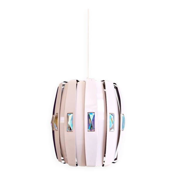 Suspension scandinave en métal et verre prismatique, Werner Schou, 1960-70 — Beyit