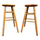2 tabourets de bar scandinave vintage Pin Sapin style Montagne