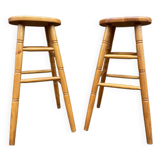 2 vintage Scandinavian bar stools in mountain style