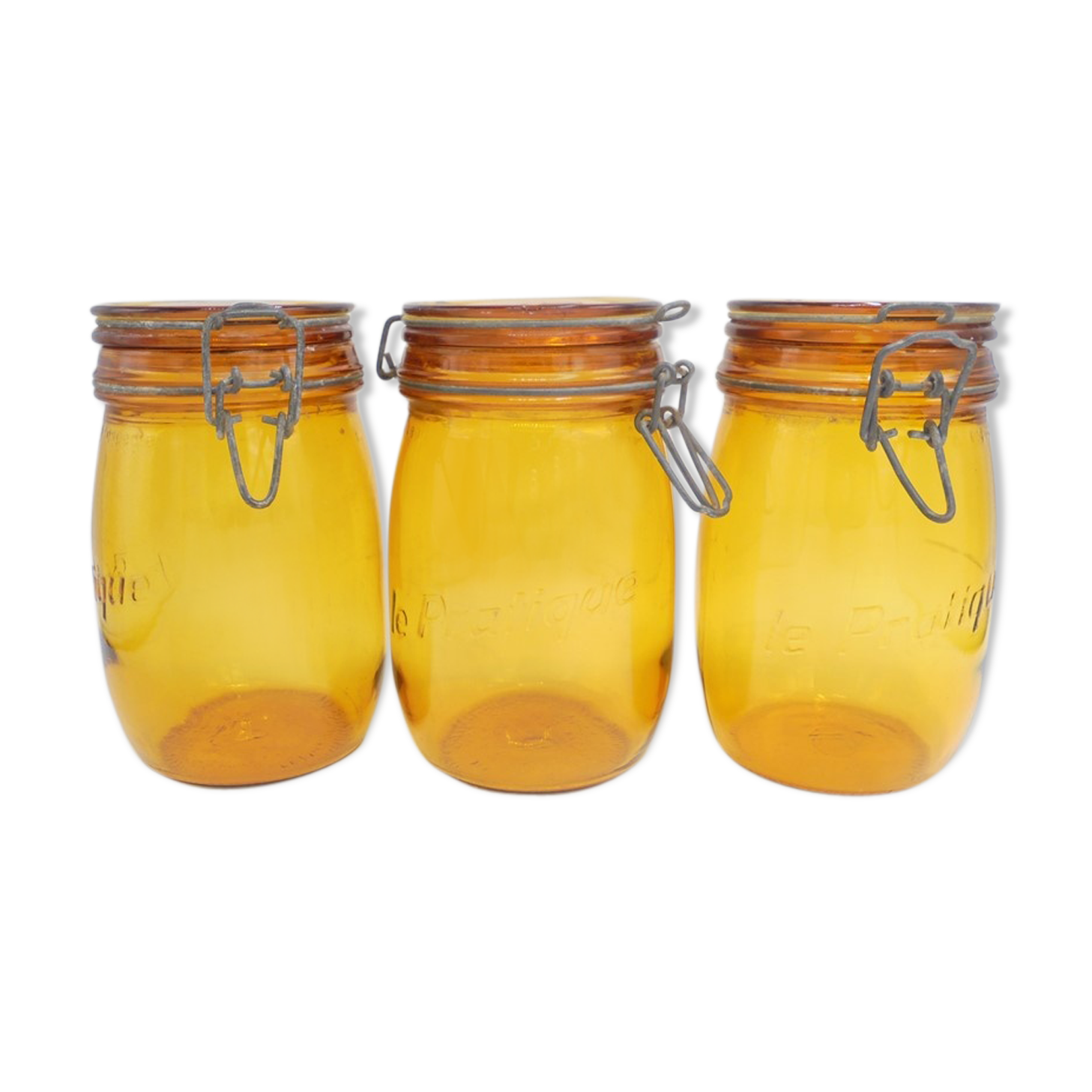 Set of 3 amber jars