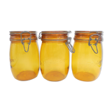 Set of 3 amber jars
