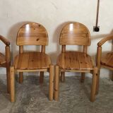 Set of 4 solid pine seats by Rainer Daumiller