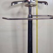 Vintage metal and leather valet stand, 1980s, 125 cm