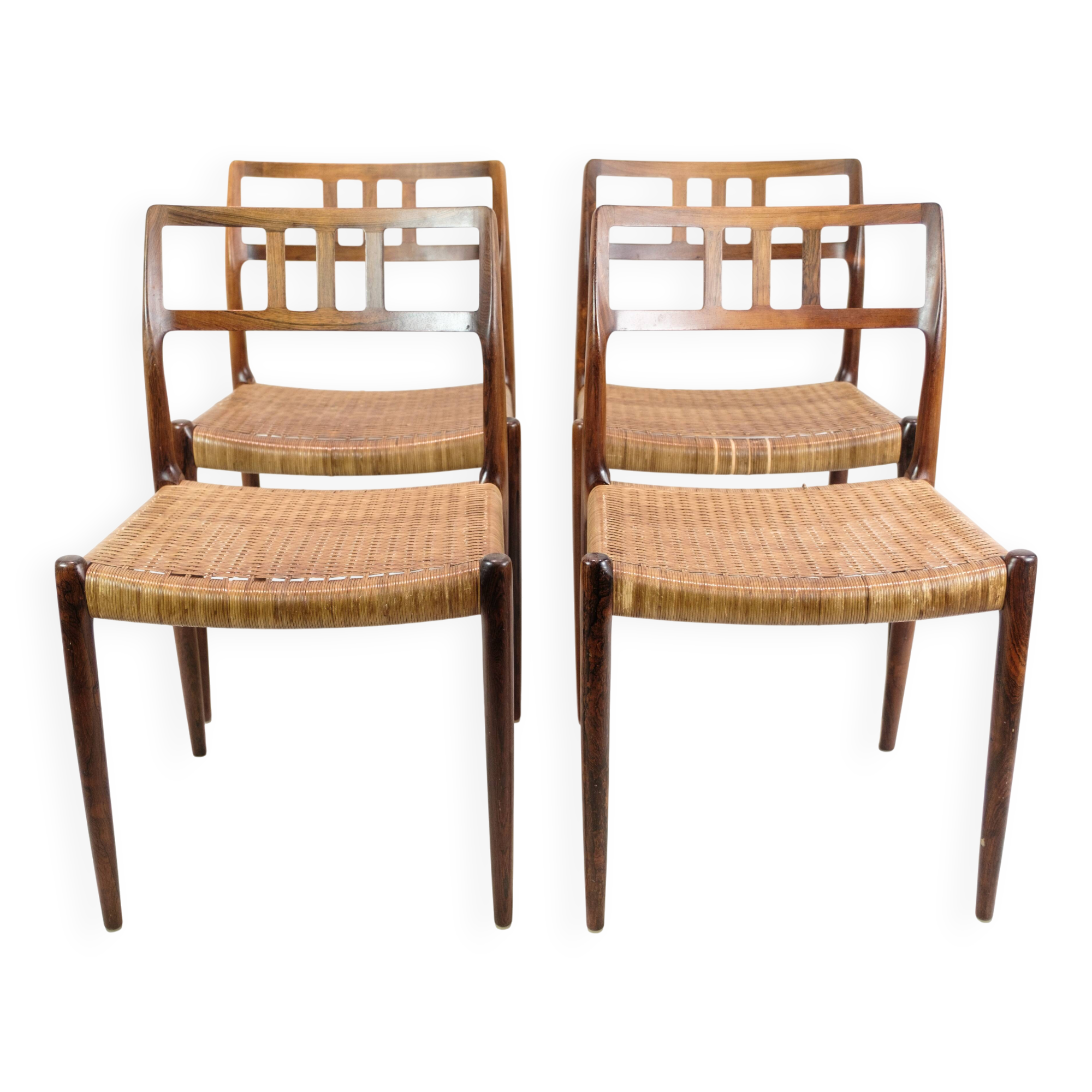 Set Of Four Dining Chairs Model 79 In Rosewood By N.O Møller For JL Møller