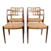 Ensemble de quatre chaises de salle à manger modèle 79 en palissandre par NO Møller pour JL Møller