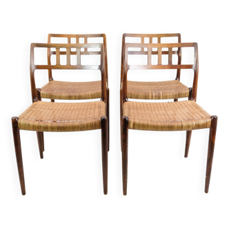 Set Of Four Dining Chairs Model 79 In Rosewood By N.O Møller For JL Møller