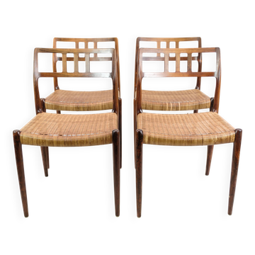Set Of Four Dining Chairs Model 79 In Rosewood By N.O Møller For JL Møller