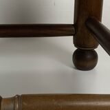 Wood Turned Bobbin Low Rush Chair in the manner of Charles Dudouyt, France, 1950s