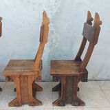 Set of table and 4 mountain chairs in solid oak