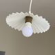 Vintage pleated white opaline glass pendant light.