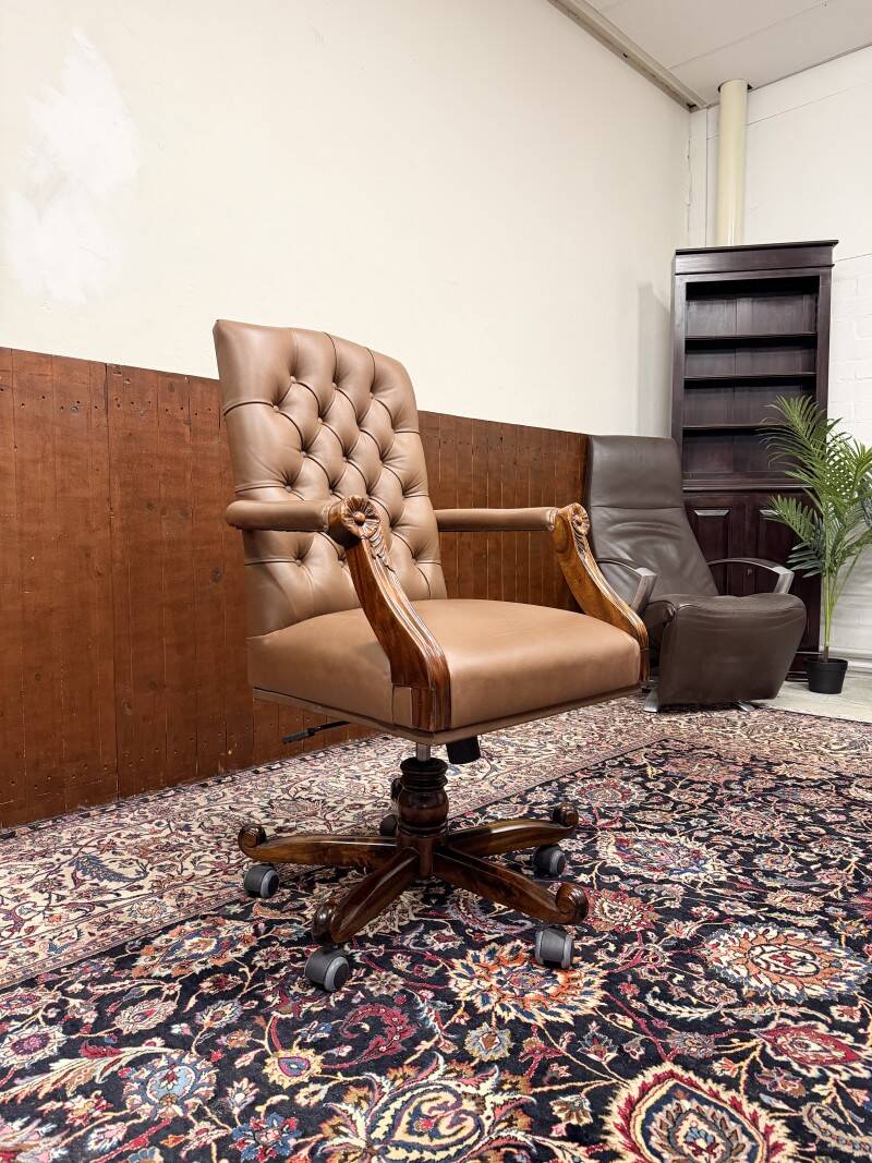 English Chesterfield Office Chair Brown