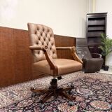 English Chesterfield Office Chair Brown