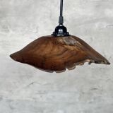 Small pendant light in corrugated teak leaf (Small D:30 H:20)