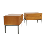 Paire de chevets scandinaves , bois et métal années 60