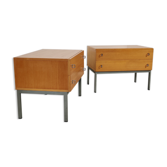 Paire de chevets scandinaves , bois et métal années 60