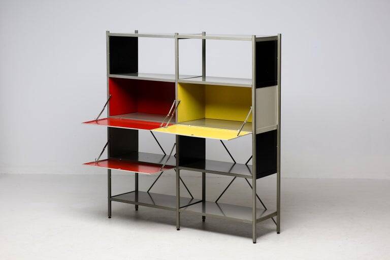 Wim Rietveld Model 663-2 Modular Metal Storage Cabinet for Gispen, 1954