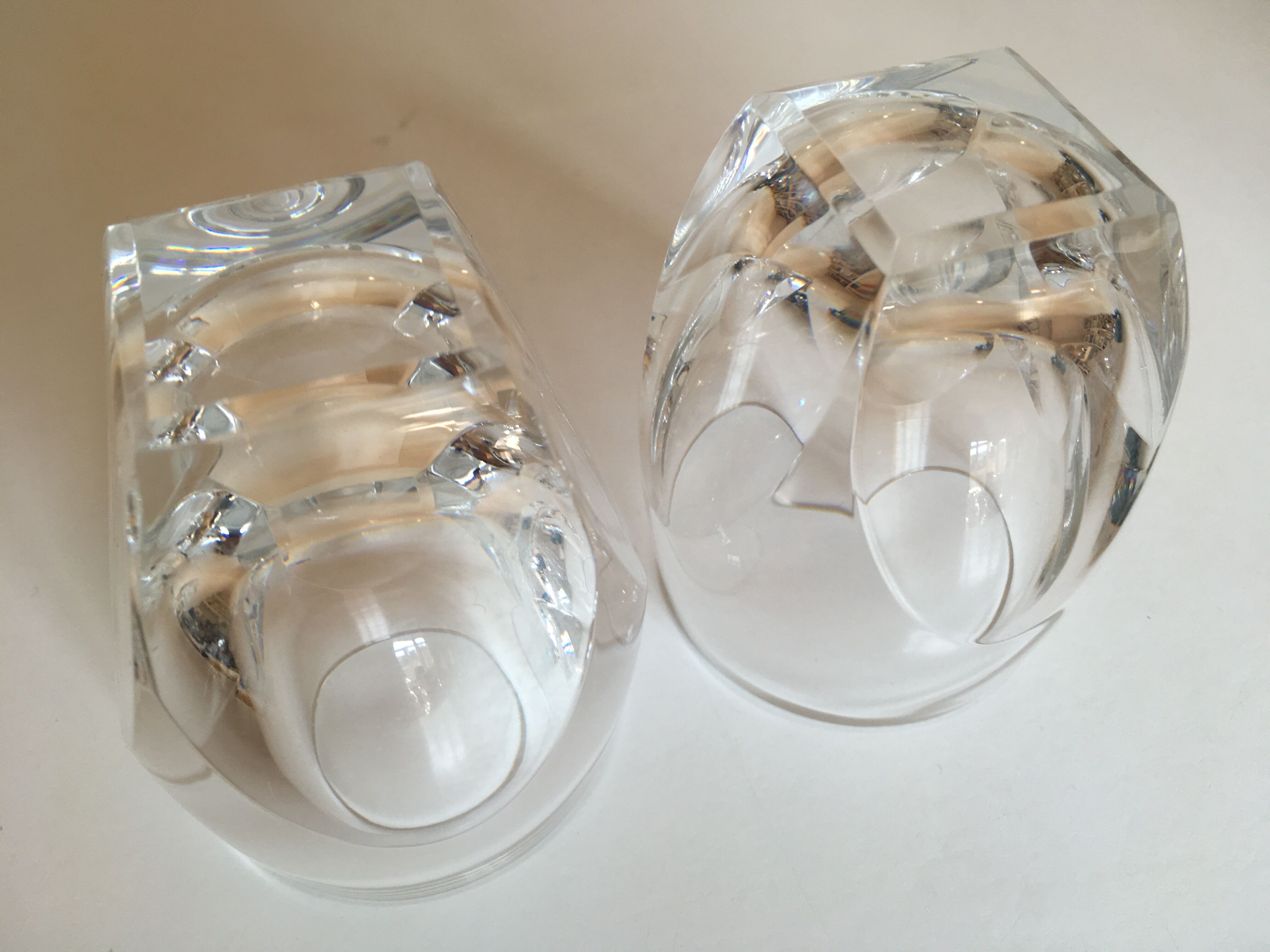 1960 crystal cup glasses ringing with cut-outs