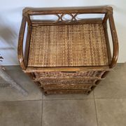 Cabinet / chest of drawers 4 drawers in rattan & vintage bamboo