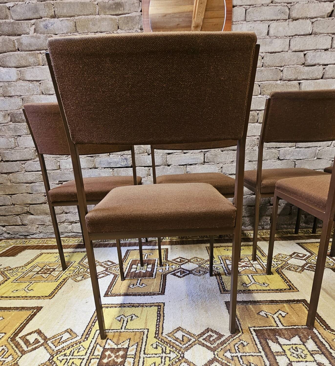 Set of 6 vintage black metal chairs from the 1970s