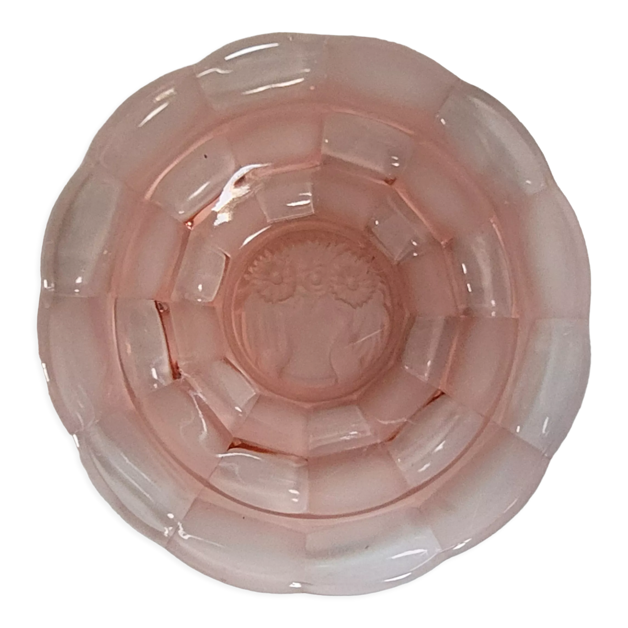 Pink glass dish 3 sunflowers